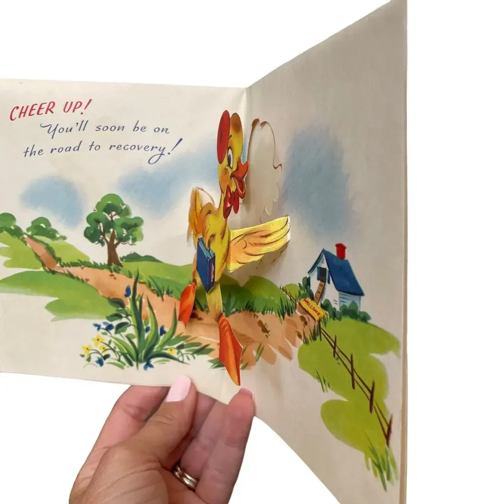 Vintage Pop Up Card Hit Parade Unused Greeting Card Get Well Illness Ephemera